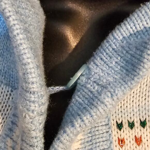 Vintage 1980s Monarch Knits Hooded Cardigan Sweater Winter Reindeer Medium - Picture 3 of 8